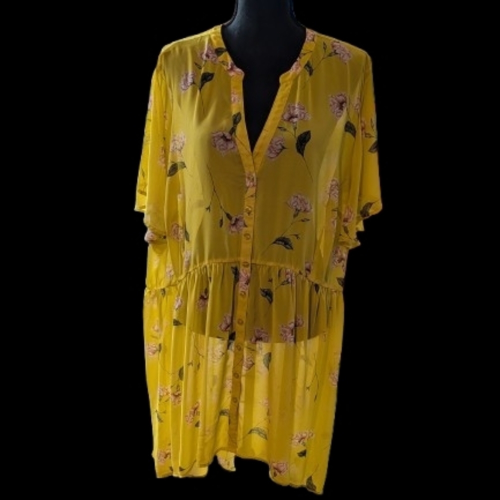 Torrid Bright Yellow Floral Blouse